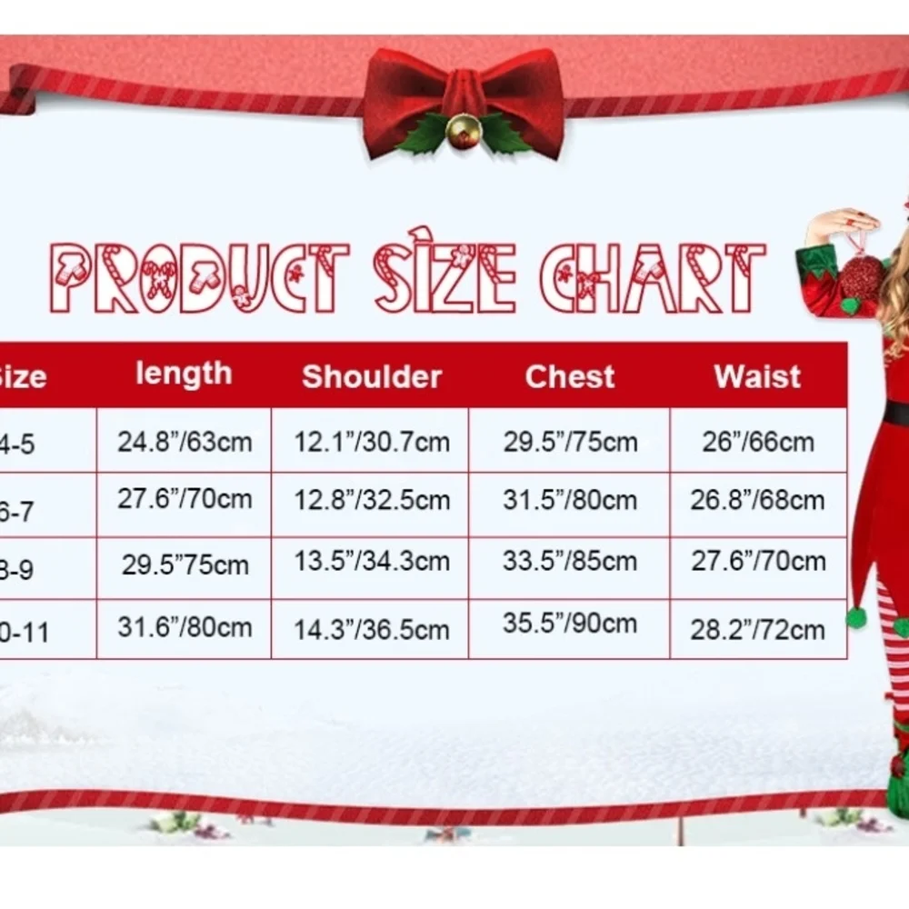Jolly Red and Green Elf Costume for Kids No Belt Size 4-5